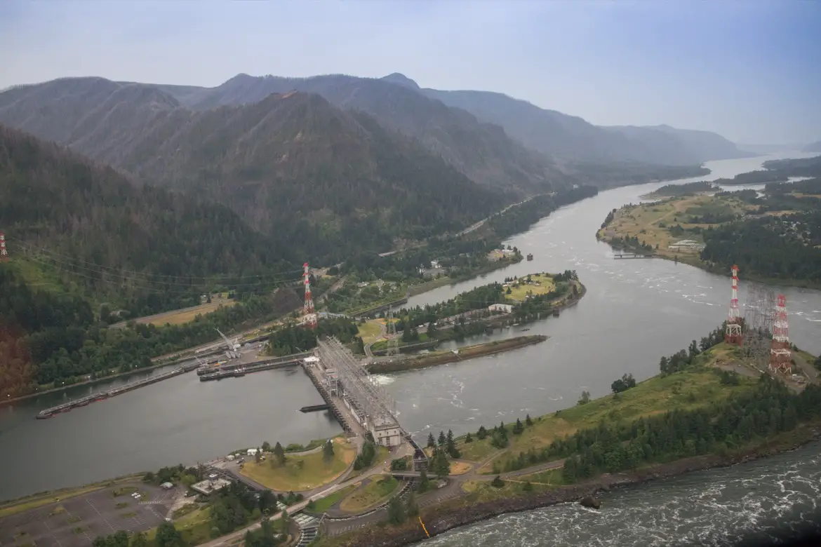 Bonneville Dam arial view